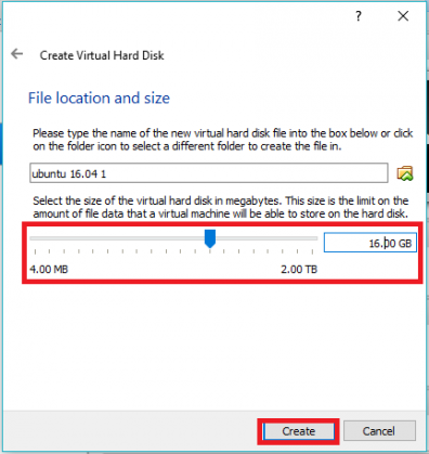 VirtualBox virtual machine Ubuntu file location and size
