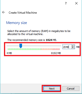 VirtualBox virtual machine memory size
