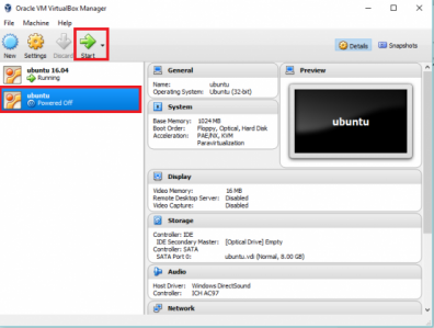 VirtualBox virtual machine launching Ubuntu operating system