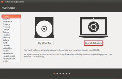 VirtualBox virtual machine Ubuntu installation wizard