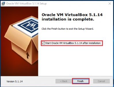 VirtualBox installation complete